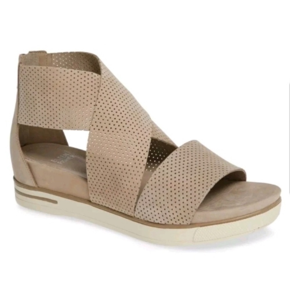 Eileen Fisher Sport Platform Perforated Sandals - taupe size 10